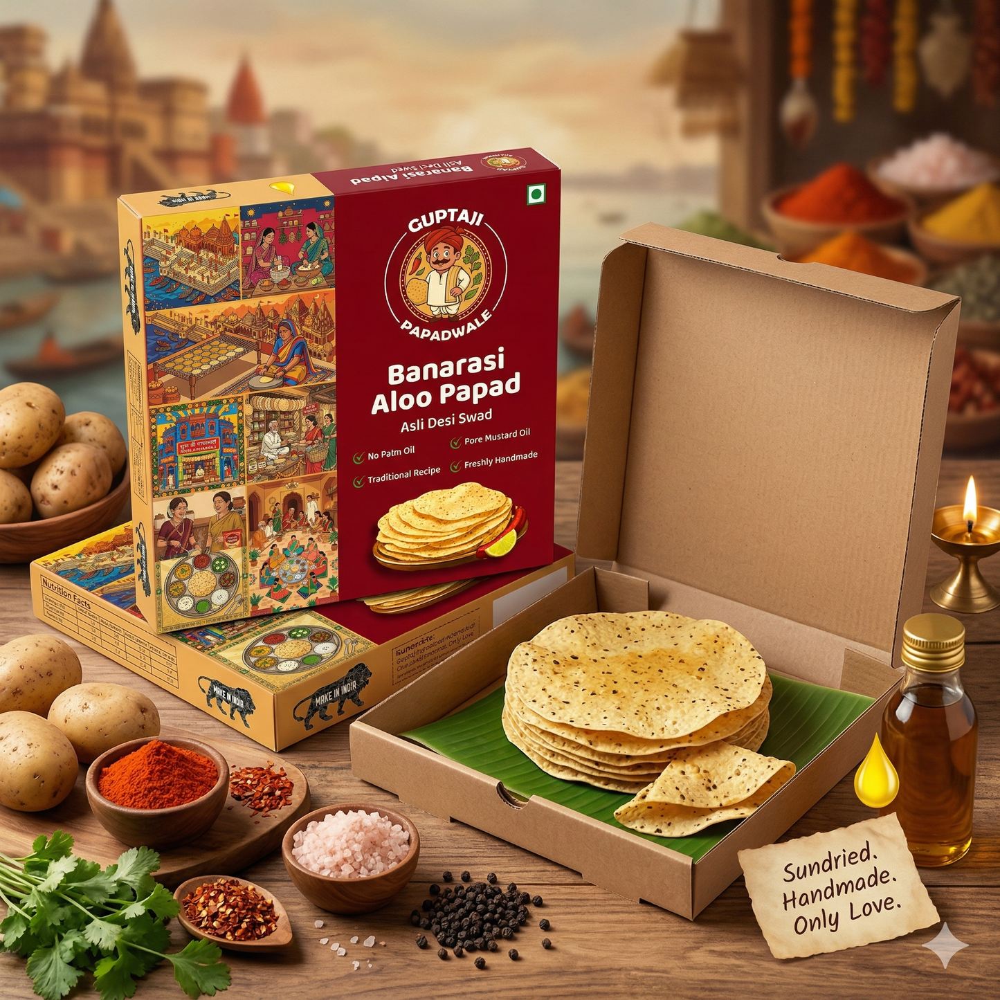 Guptaji Papadwale | Handmade Banarasi Aloo Papad | Authentic & Sun-Dried